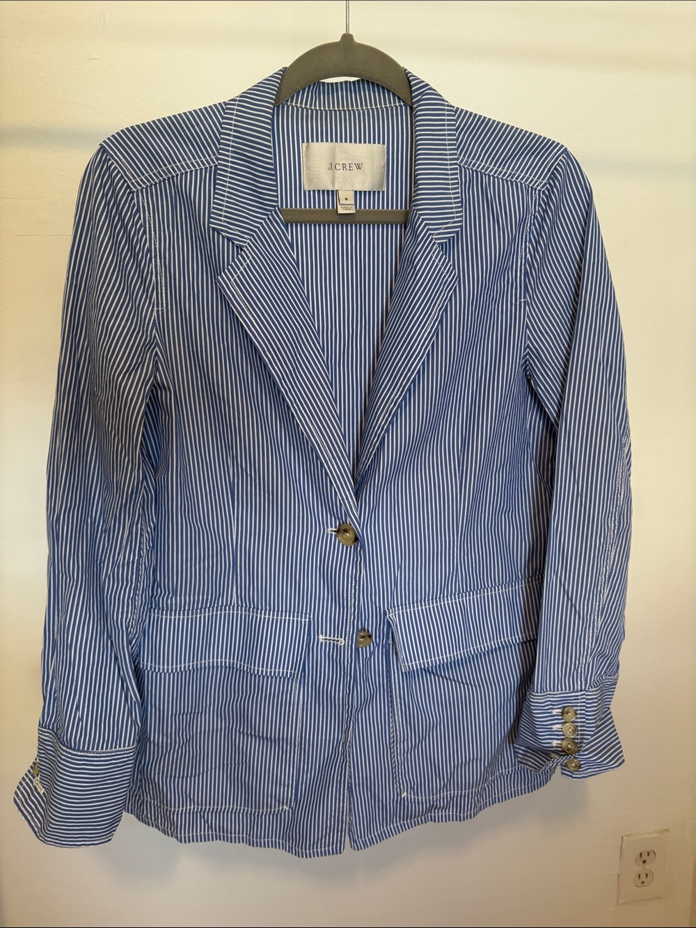 J. Crew Summer ‘15 Blue and White Striped Cotton Blazer